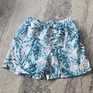 SHEIN Blue Leaf Print Swim Trunks